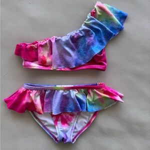 STELLA COVE McCartney Colorful Tie-Dye One Shoulder Girl's Bikini Swimsuit 4-5